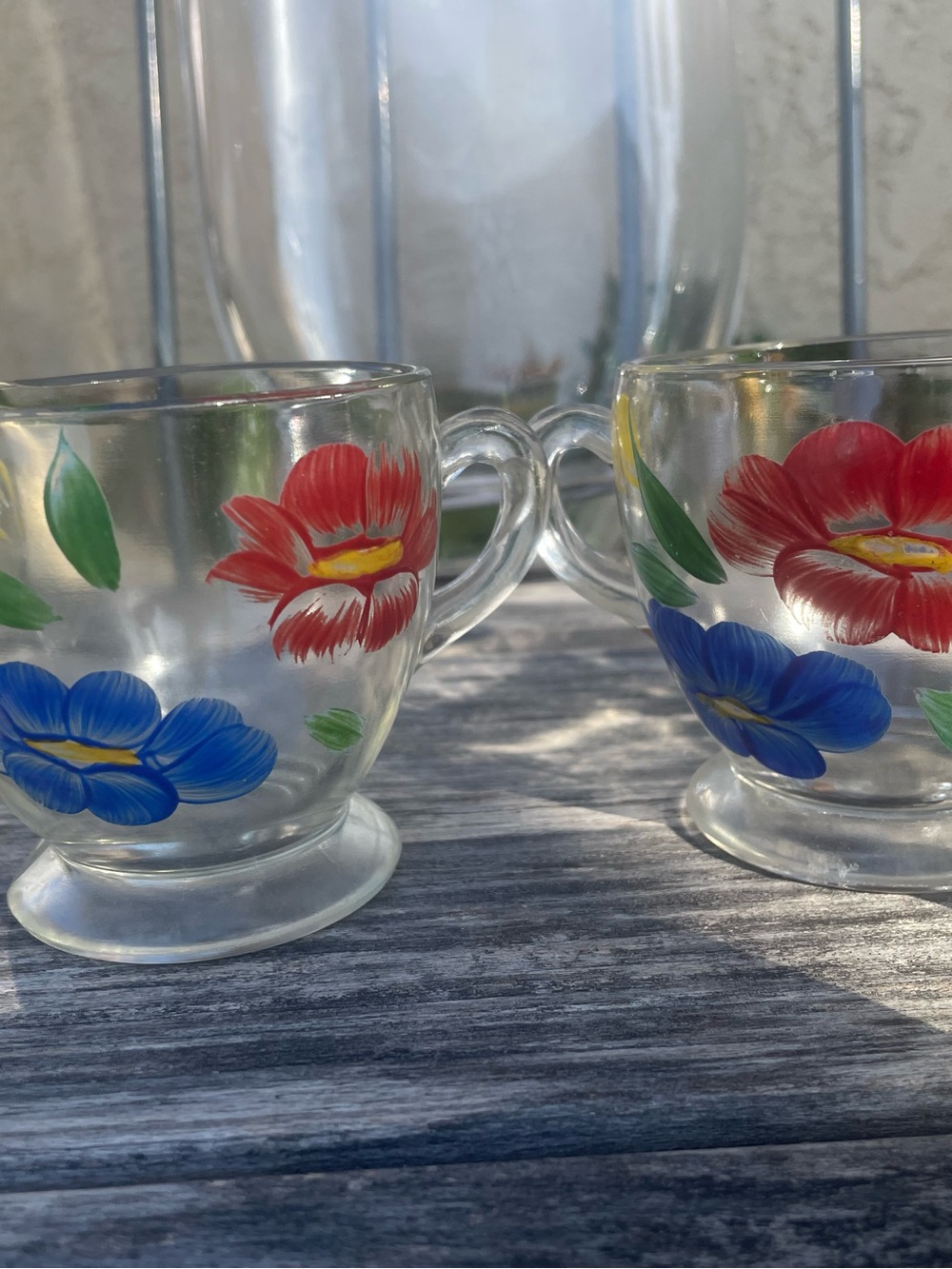 Vintage 50’s mid century modern clear creamer and sugar glass bowls